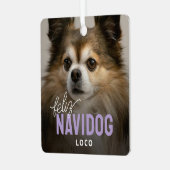 Schattigee Feliz Navidog Pet Foto Kerst Metalen Ornament (Voorkant links)
