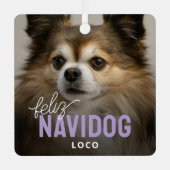 Schattigee Feliz Navidog Pet Foto Kerst Metalen Ornament (Voorkant)