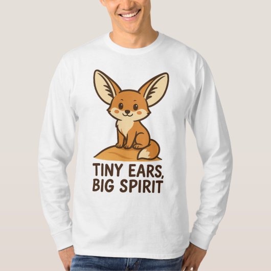 Schattigee Fennec Fox – Tiny Ears Big Spirit T-shirt (Voorkant)