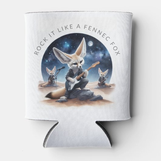 Schattigee Fennec Foxes Rocking Akoestische Gitare Blikjeskoeler (Voorkant)