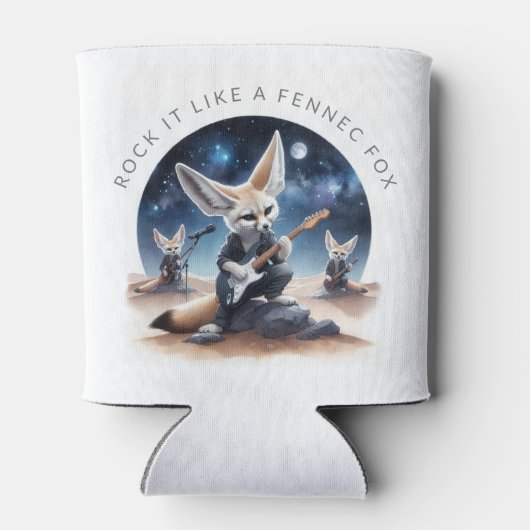 Schattigee Fennec Foxes Rocking Akoestische Gitare Blikjeskoeler (Achterkant)