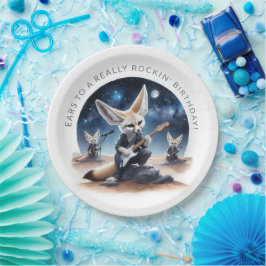 Schattigee Fennec Foxes Rocking Akoestische Gitare Papieren Bordje