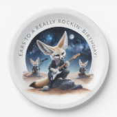 Schattigee Fennec Foxes Rocking Akoestische Gitare Papieren Bordje (Voorkant)