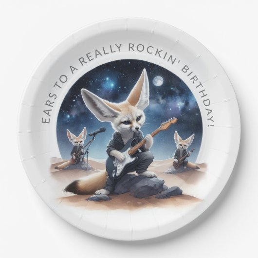Schattigee Fennec Foxes Rocking Akoestische Gitare Papieren Bordje (Voorkant)