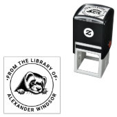Schattigee Ferret Head Peeking Library Boeknaam Zelfinktende Stempel (In situ)
