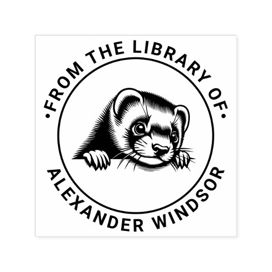 Schattigee Ferret Head Peeking Library Boeknaam Zelfinktende Stempel (Design)