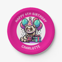 Schattigee Ferret Thema Meisje Verjaardag geperson Papieren Bordje