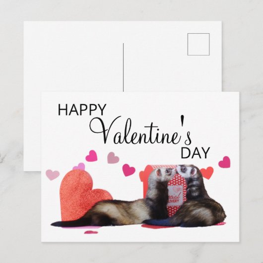 Schattigee Ferret Valentijnsdag Heart Feestdagenkaart (Voorkant / Achterkant)