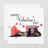 Schattigee Ferret Valentijnsdag Heart Love Feestdagenkaart (Voorkant / Achterkant)