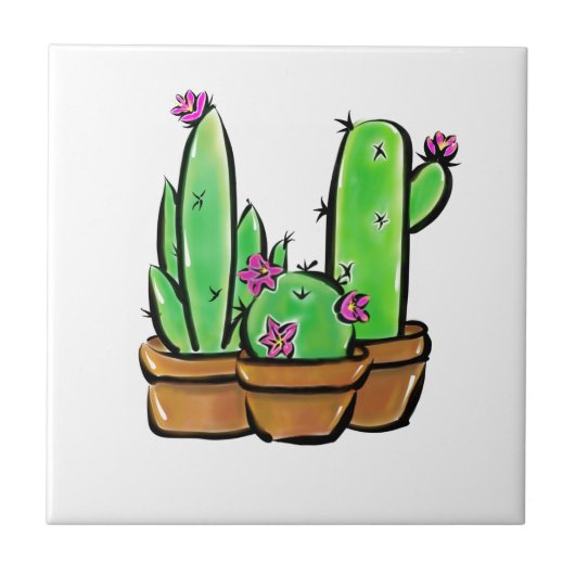 Schattigee fiesta Cactus cactussen succulenten Tegeltje (Voorkant)