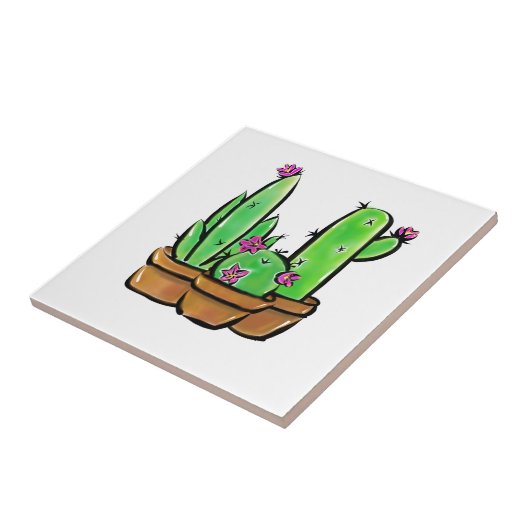 Schattigee fiesta Cactus cactussen succulenten Tegeltje (Zijkant)