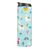 Schattigee Fiesta Llamas met regenbogen gepersonal Thermosbeker (Geroteerd rechts)