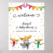 Schattigee Fiesta Taco Cactus Animal Baby shower W Poster (Voorkant)