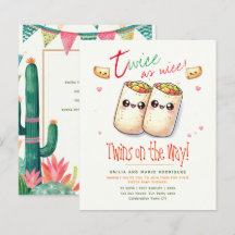 Schattigee Fiesta TWINS Baby shower BURRITOS