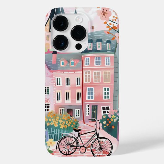 Schattigee fiets stijlvolle stad scène Case-Mate iPhone case (Achterkant)