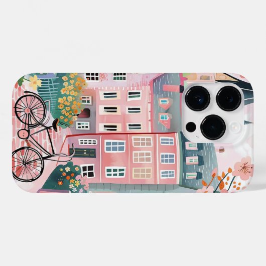 Schattigee fiets stijlvolle stad scène Case-Mate iPhone case (Achterkant (horizontaal))