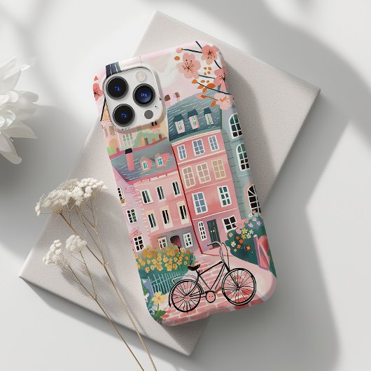 Schattigee fiets stijlvolle stad scène iPhone hoesje