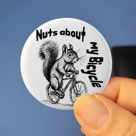 Schattigee fietser Eekhoorn fietsplezier fietscade Ronde Button 5,7 Cm