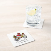 Schattigee Fietser Kerstman Kartonnen Onderzetters (Insitu)