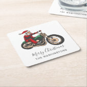Schattigee fietser Kerstman Kartonnen Onderzetters (Schuin)
