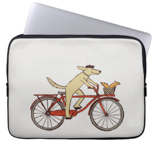 Schattigee Fietshond en Eekhoorn   Fun Animal Art Laptop Sleeve