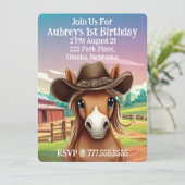 Schattigee Filly in Cowboy Pet Verjaardag Kaart (Staand voorkant)