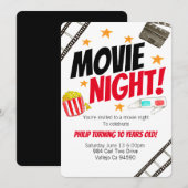 Schattigee film avond film verjaardagsfeest uitnod kaart (Voorkant / Achterkant)