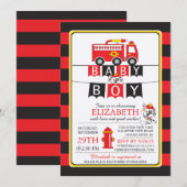 Schattigee Fire Truck Baby shower Uitnodiging (Voorkant / Achterkant)