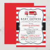 Schattigee Fire Truck Baby shower Uitnodiging (Voorkant / Achterkant)
