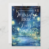 Schattigee Fireflies String Lights Huwelijksuitnod Kaart (Voorkant)