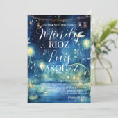 Schattigee Fireflies String Lights Huwelijksuitnod Kaart (Staand voorkant)