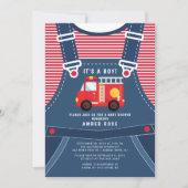 Schattigee Firetruck Baby shower Invitation Kaart (Voorkant)