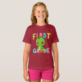 Schattigee First GRADE Dinosaur Squad Schooljongen T-shirt (Voorkant volledig)