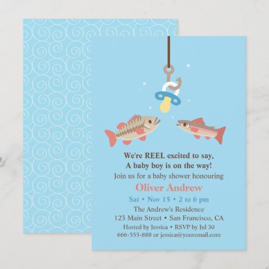 Schattigee Fish Bait Bass en Forel Gevist Baby sho Kaart (Voorkant / Achterkant)