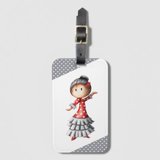 Schattigee Flamenco Sevillana danser Bagagelabel (Voorkant (verticaal))