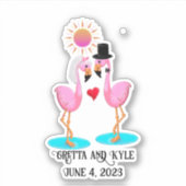 Schattigee flamingo bruid en bruidegom sticker (Voorkant)