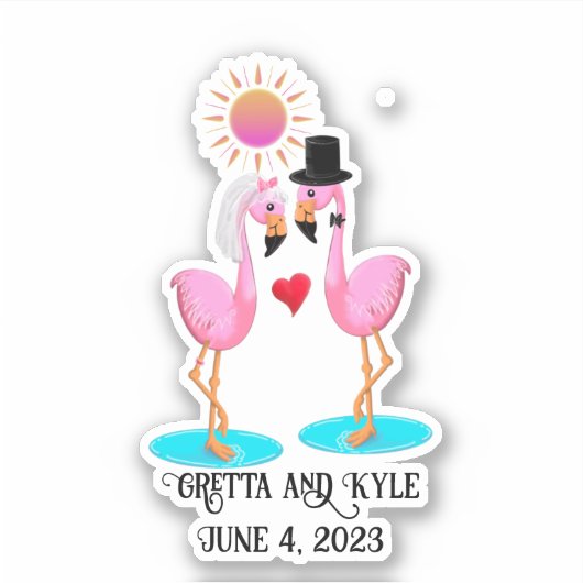 Schattigee flamingo bruid en bruidegom sticker (Voorkant)