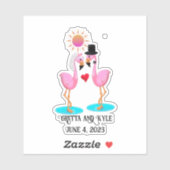 Schattigee flamingo bruid en bruidegom sticker (Vel)