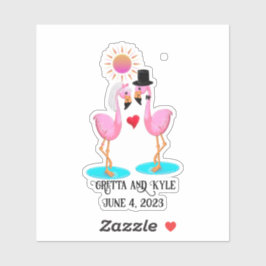 Schattigee flamingo bruid en bruidegom sticker