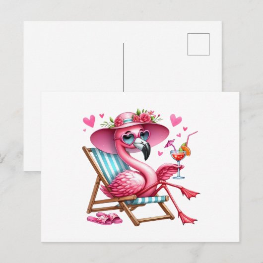 Schattigee Flamingo clipart Briefkaart (Voorkant / Achterkant)