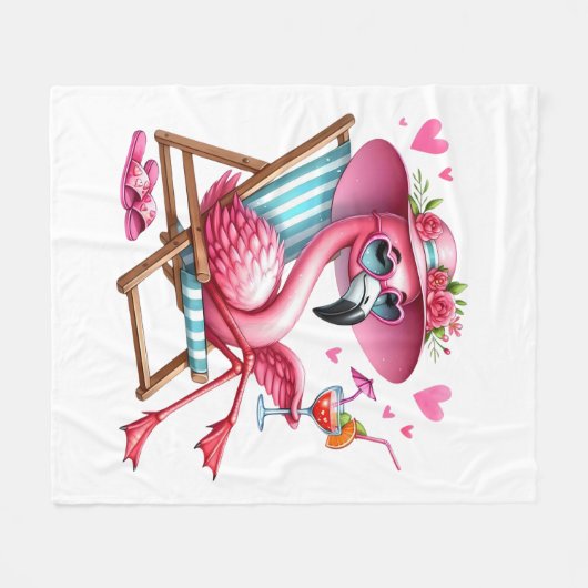 Schattigee Flamingo clipart Fleece Deken (Voorkant (Horizontaal))