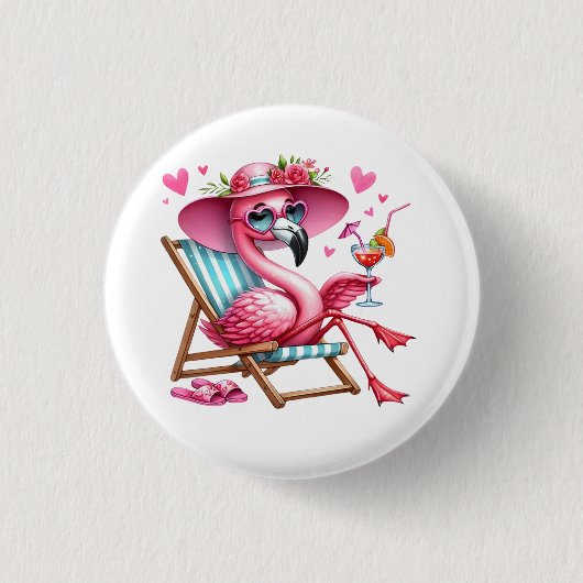 Schattigee Flamingo clipart Ronde Button 3,2 Cm (Voorkant)