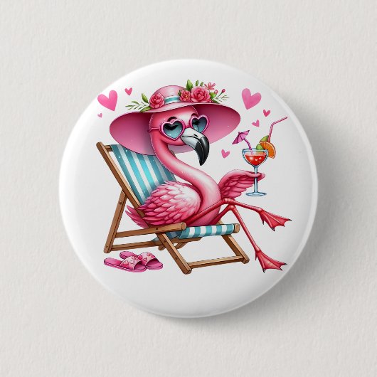 Schattigee Flamingo clipart Ronde Button 5,7 Cm (Voorkant)