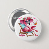 Schattigee Flamingo clipart Ronde Button 5,7 Cm (Voorkant /achterkant)