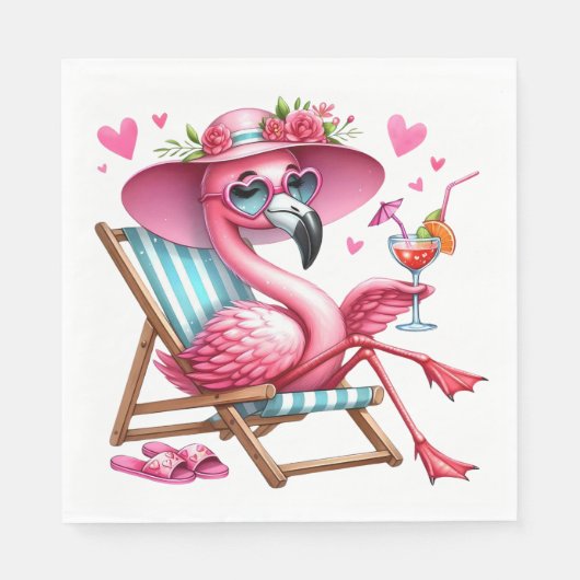 Schattigee Flamingo clipart Servet (Voorkant)