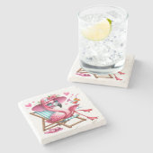 Schattigee Flamingo clipart Stenen Onderzetter (Zijkant)