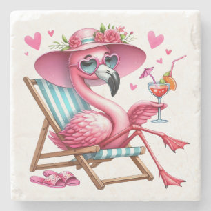 Schattigee Flamingo clipart Stenen Onderzetter