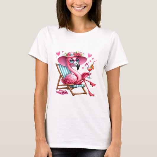 Schattigee Flamingo clipart T-shirt (Voorkant)