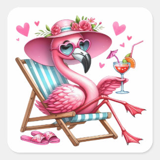 Schattigee Flamingo clipart Vierkante Sticker