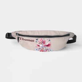 Schattigee flamingo in cartoon stijl, heuptasje